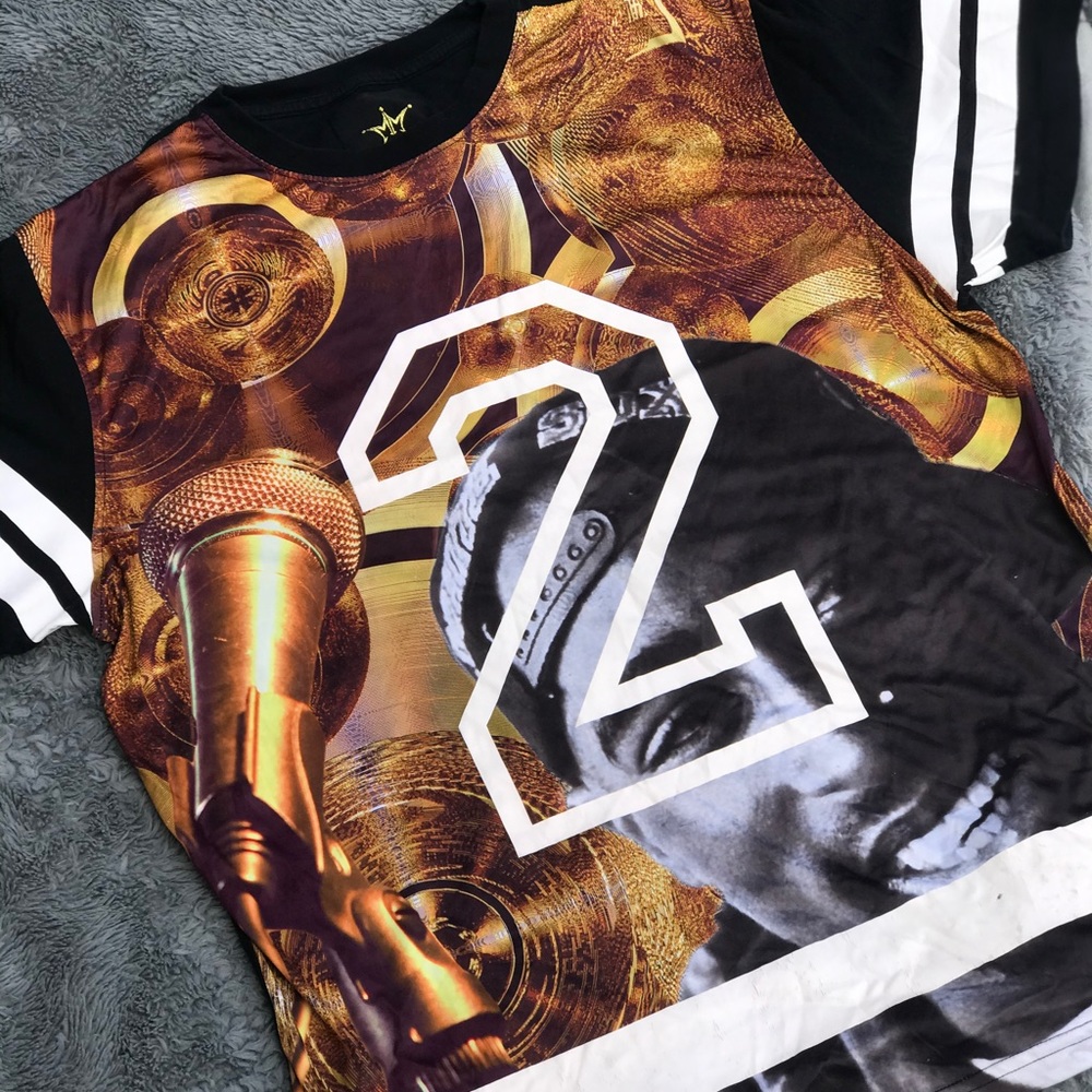 Maxi Milan Tupac Shakur Hip Hop/Rap Black T- Shirt